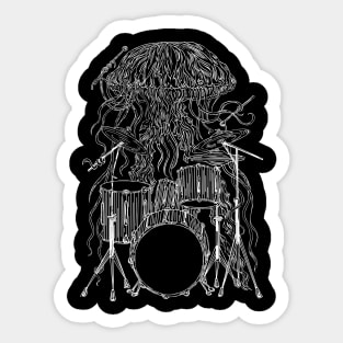 SEEMBO Jellyfish Playing Drums Musician Drummer Music Band Sticker